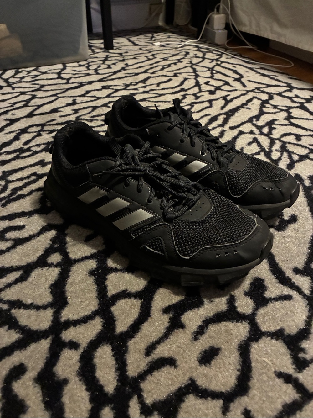 adidas Men’s Black Sneakers with Silver Stripes